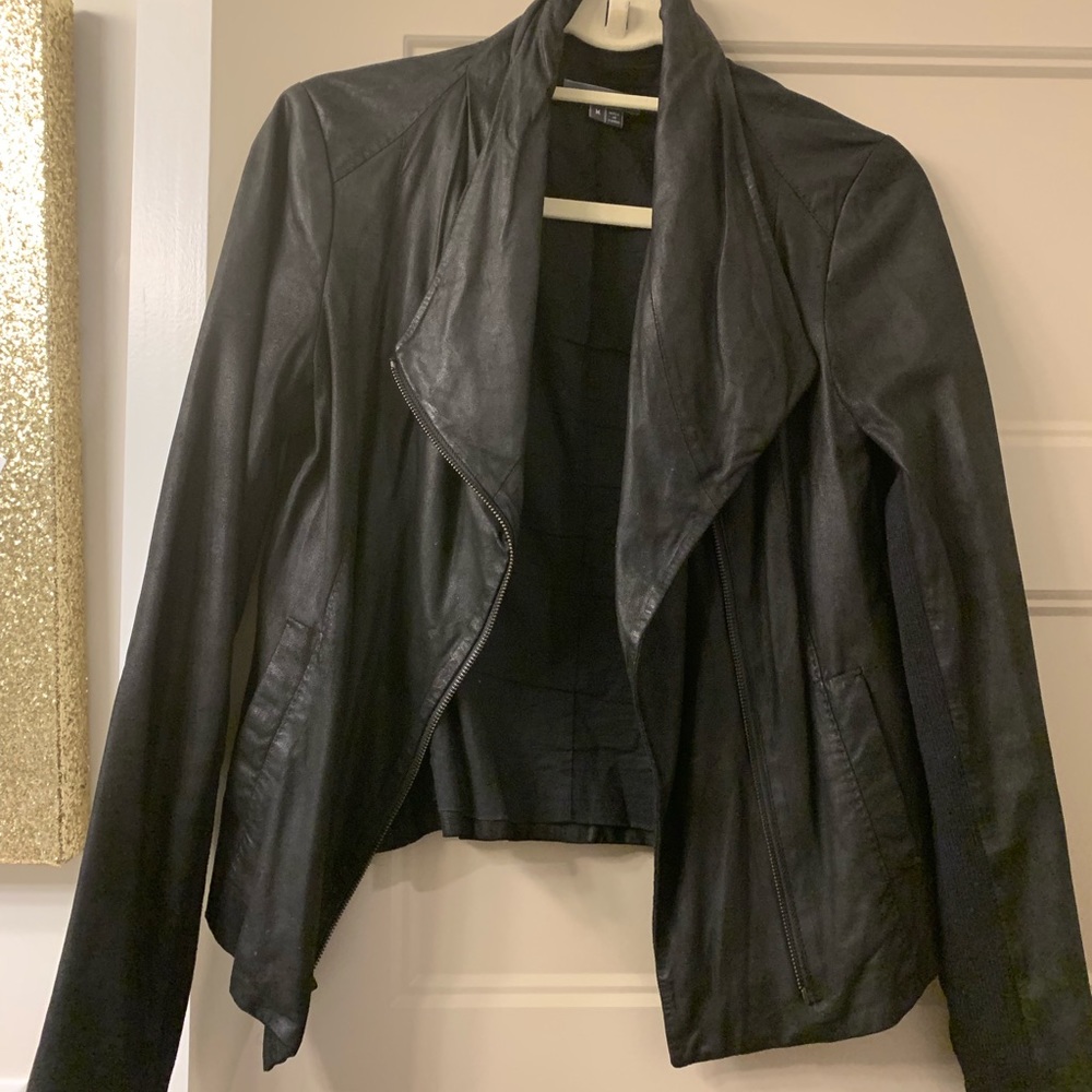 Vince black leather suede jacket